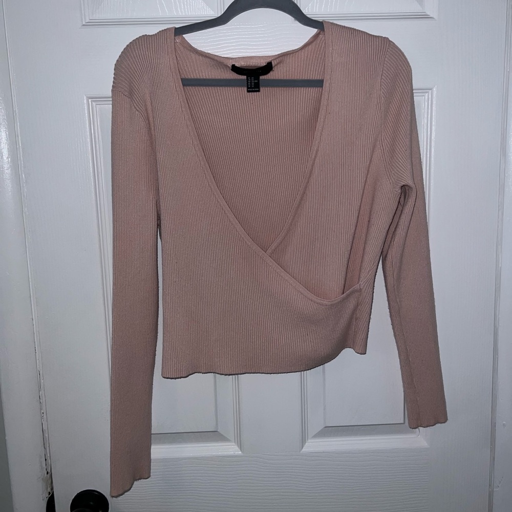 Mauve wrap cropped shirt